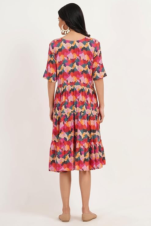 ZIFAZA Women's Maternity Dress | Rayon Floral Print Pregnancy Dress with Nursing Zippers | Comfortable Viscose Rayon Breastfeeding Wear for Moms