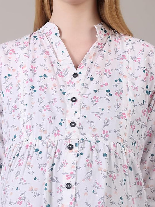 ZIFAZA Women's Maternity Wear | Soft Comfortable Ethnic Outfit for Pregnant Women | Feeding Friendly A-Line Nursing Dress for Moms-to-Be