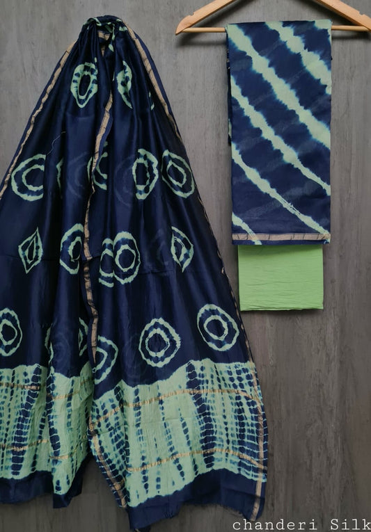 Chanderi Silk Shibori Print Suit Set