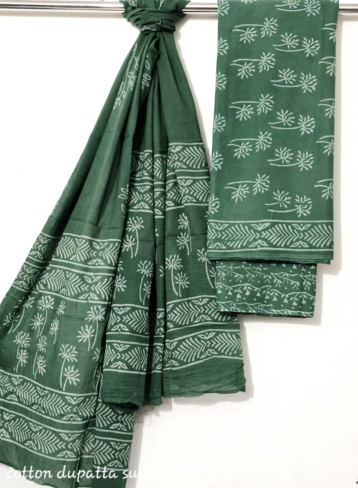 Indigo Blue Maheshwari Suit Set – Cotton Top & Dupatta with Cotton Bottom (Unstitched 3-Piece Set)