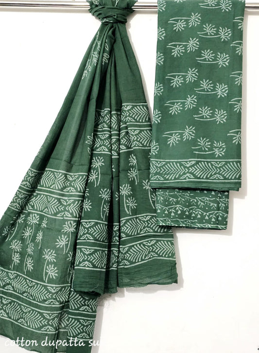 Indigo Blue Maheshwari Suit Set – Cotton Top & Dupatta with Cotton Bottom (Unstitched 3-Piece Set)