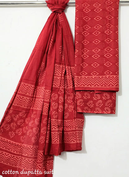 Indigo Blue Maheshwari Suit Set – Cotton Top & Dupatta with Cotton Bottom (Unstitched 3-Piece Set)