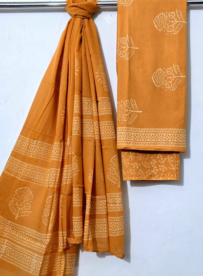 Deep Pink Cotton Suit Set – Printed Cotton Top & Dupatta with Cotton Bottom (Unstitched 3-Piece Set)