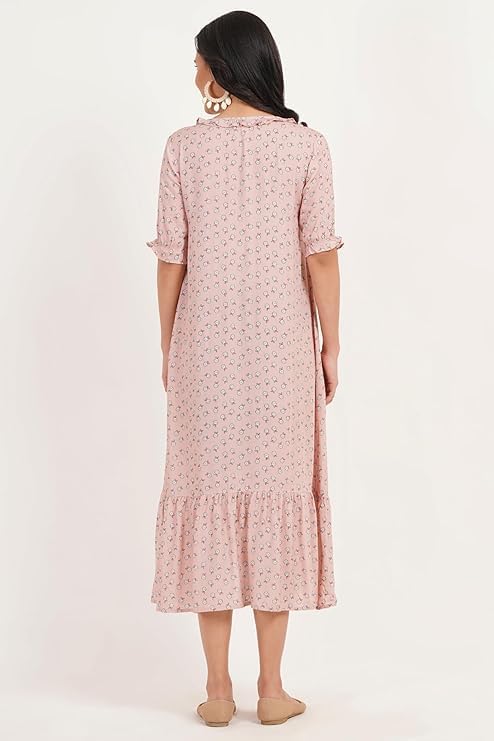 ZIFAZA Women's Maternity Dress | Rayon Floral Print Pregnancy Dress with Nursing Zippers | Comfortable Viscose Rayon Breastfeeding Wear for Moms