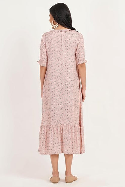 ZIFAZA Women's Maternity Dress | Rayon Floral Print Pregnancy Dress with Nursing Zippers | Comfortable Viscose Rayon Breastfeeding Wear for Moms