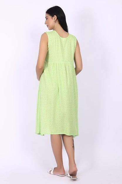 ZIFAZA Women's Maternity Wear | Feeding Friendly Nursing Dress | Soft Comfortable A-Line Ethnic Outfit for Pregnant Women & New Moms