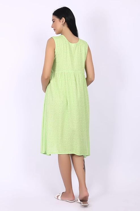 ZIFAZA Women's Maternity Wear | Feeding Friendly Nursing Dress | Soft Comfortable A-Line Ethnic Outfit for Pregnant Women & New Moms