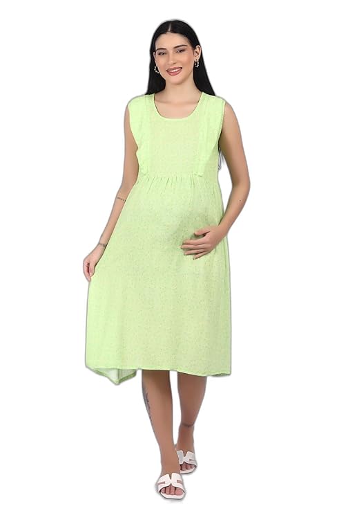 ZIFAZA Women's Maternity Wear | Feeding Friendly Nursing Dress | Soft Comfortable A-Line Ethnic Outfit for Pregnant Women & New Moms