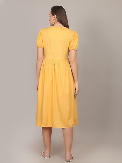 ZIFAZA Women's Maternity Wear | Soft Comfortable Ethnic Outfit for Pregnant Women | Feeding Friendly A-Line Nursing Dress for Moms-to-Be