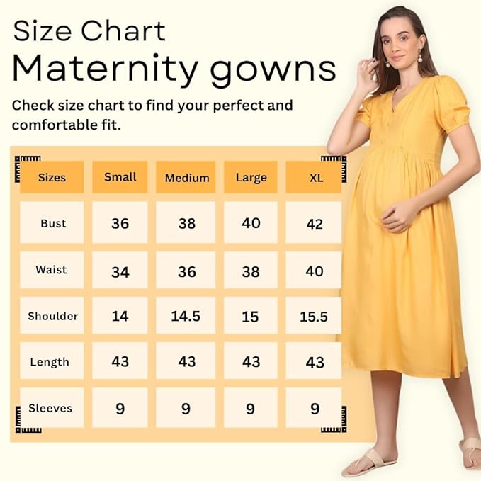 ZIFAZA Women's Maternity Wear | Soft Comfortable Ethnic Outfit for Pregnant Women | Feeding Friendly A-Line Nursing Dress for Moms-to-Be