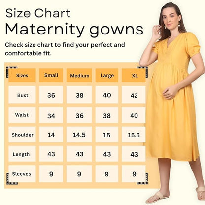 ZIFAZA Women's Maternity Wear | Soft Comfortable Ethnic Outfit for Pregnant Women | Feeding Friendly A-Line Nursing Dress for Moms-to-Be