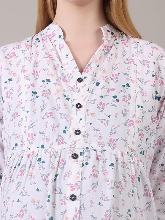 ZIFAZA Women's Maternity Wear | Soft Comfortable Ethnic Outfit for Pregnant Women | Feeding Friendly A-Line Nursing Dress for Moms-to-Be