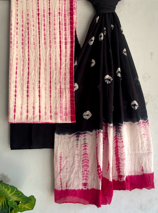Shibori & Bandhani Cotton Set – Traditional Tie-Dye Prints with Soft Cotton Fabric
