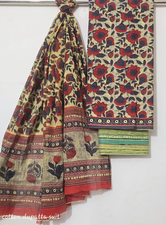 Cotton Dupatta Suit Set – Floral Print