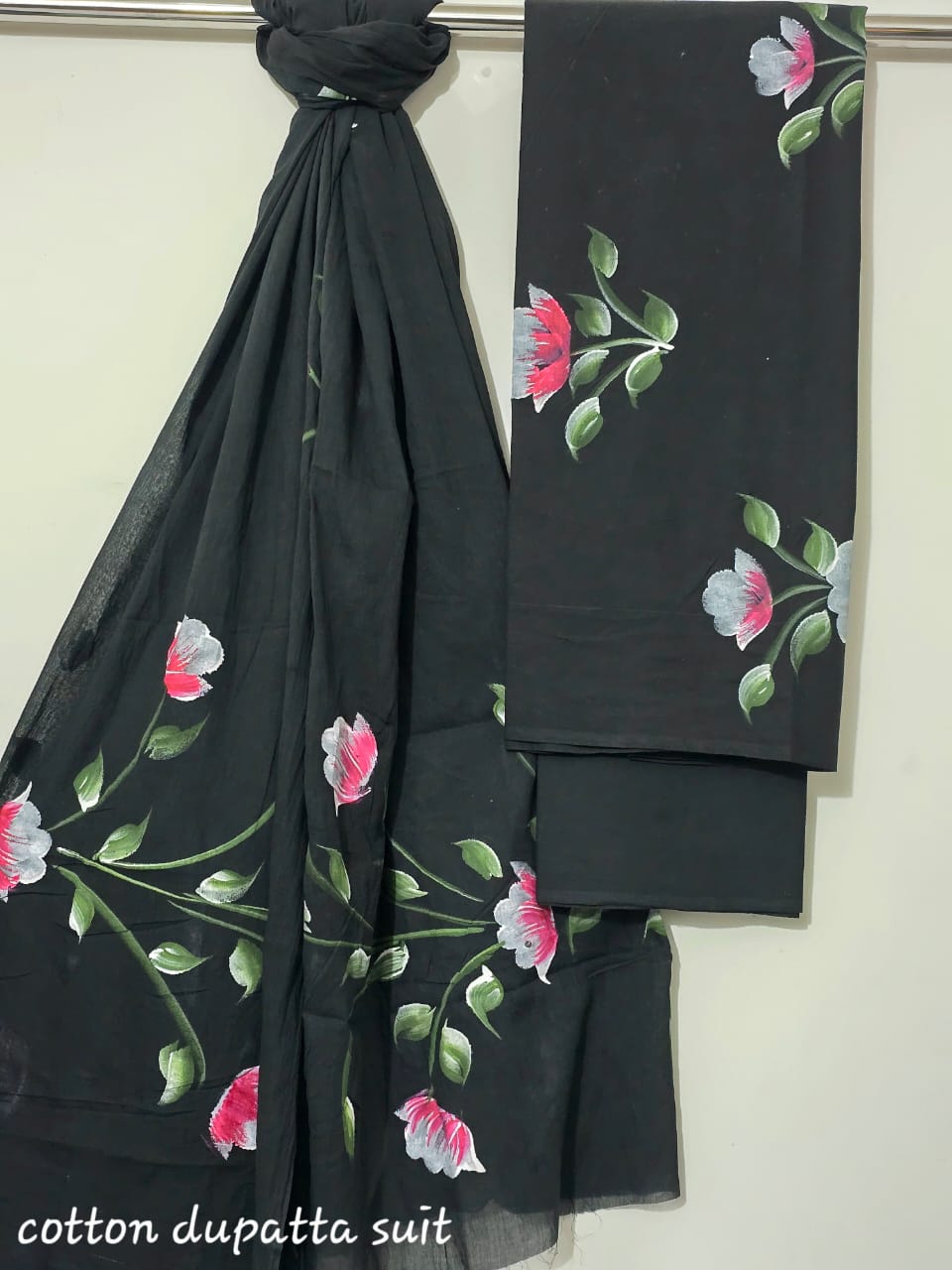 Indigo Blue Handblock Cotton Suit Set – Unstitched 3-Piece Set