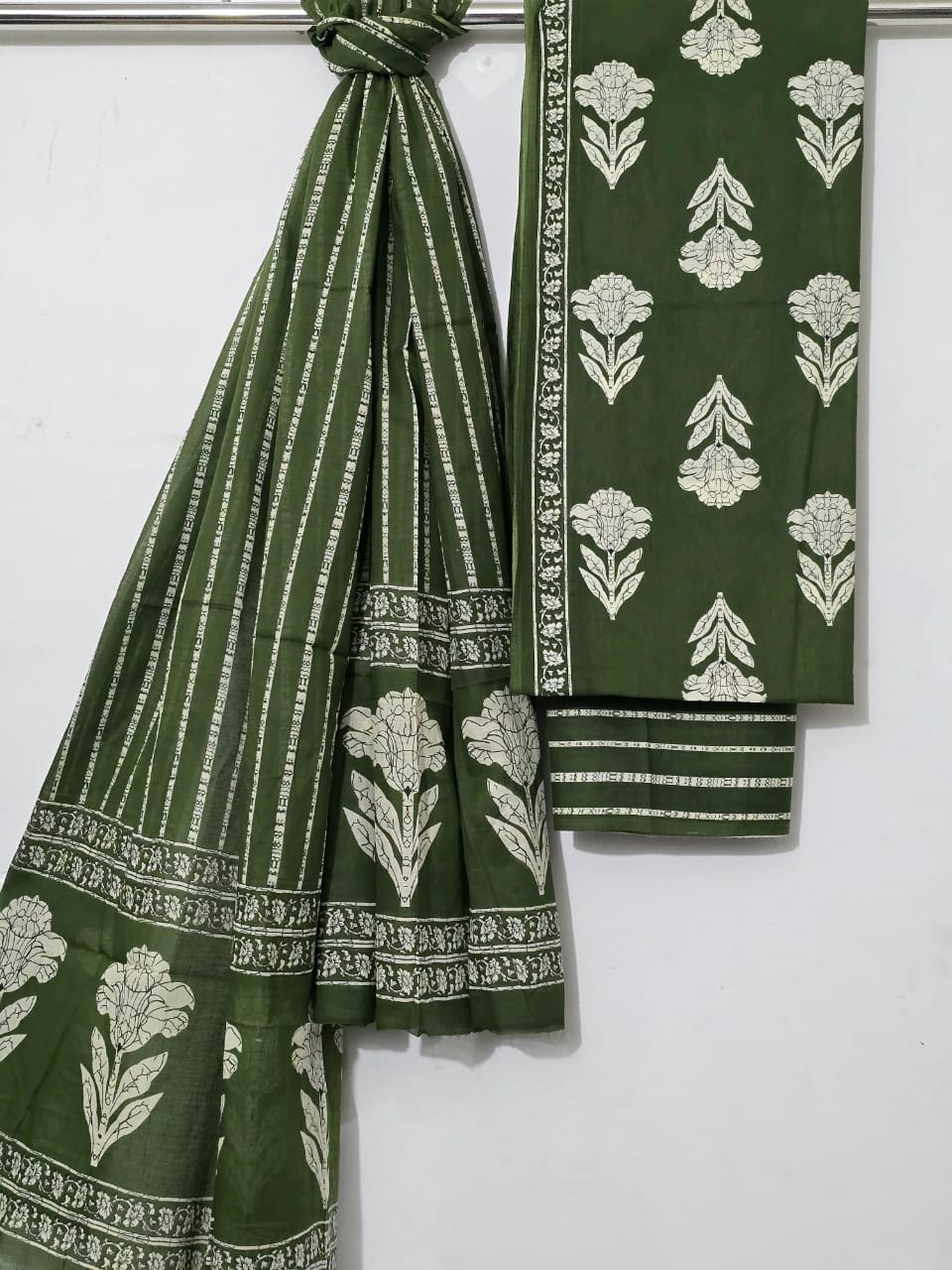 Indigo Blue Handblock Cotton Suit Set – Unstitched 3-Piece Set