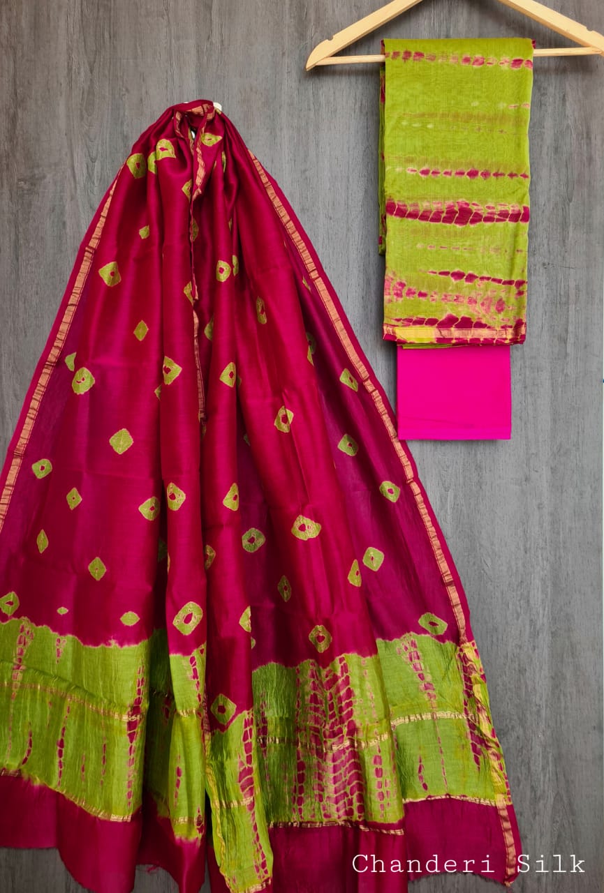 Chanderi Silk Shibori Print Suit Set