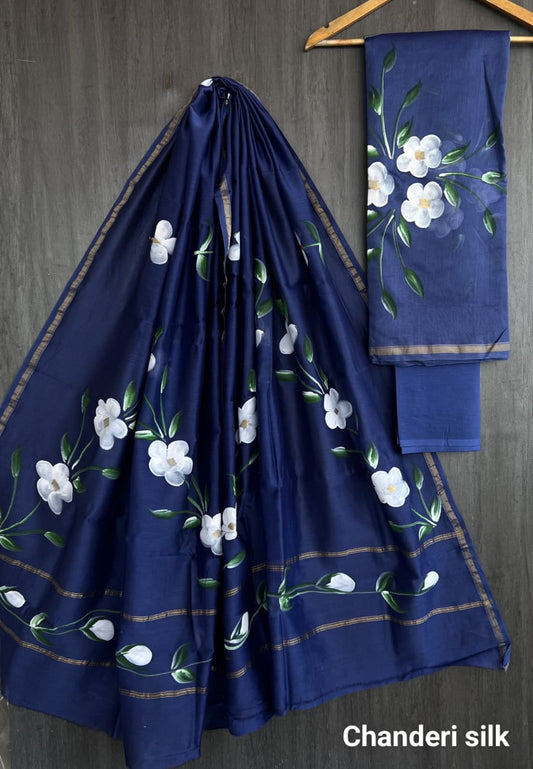 Chanderi Silk Unstitched Suit Set