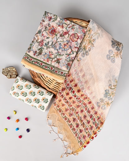 Kota Doriya Unstitched Suit Set – Top, Dupatta & Bottom (2.5m each)