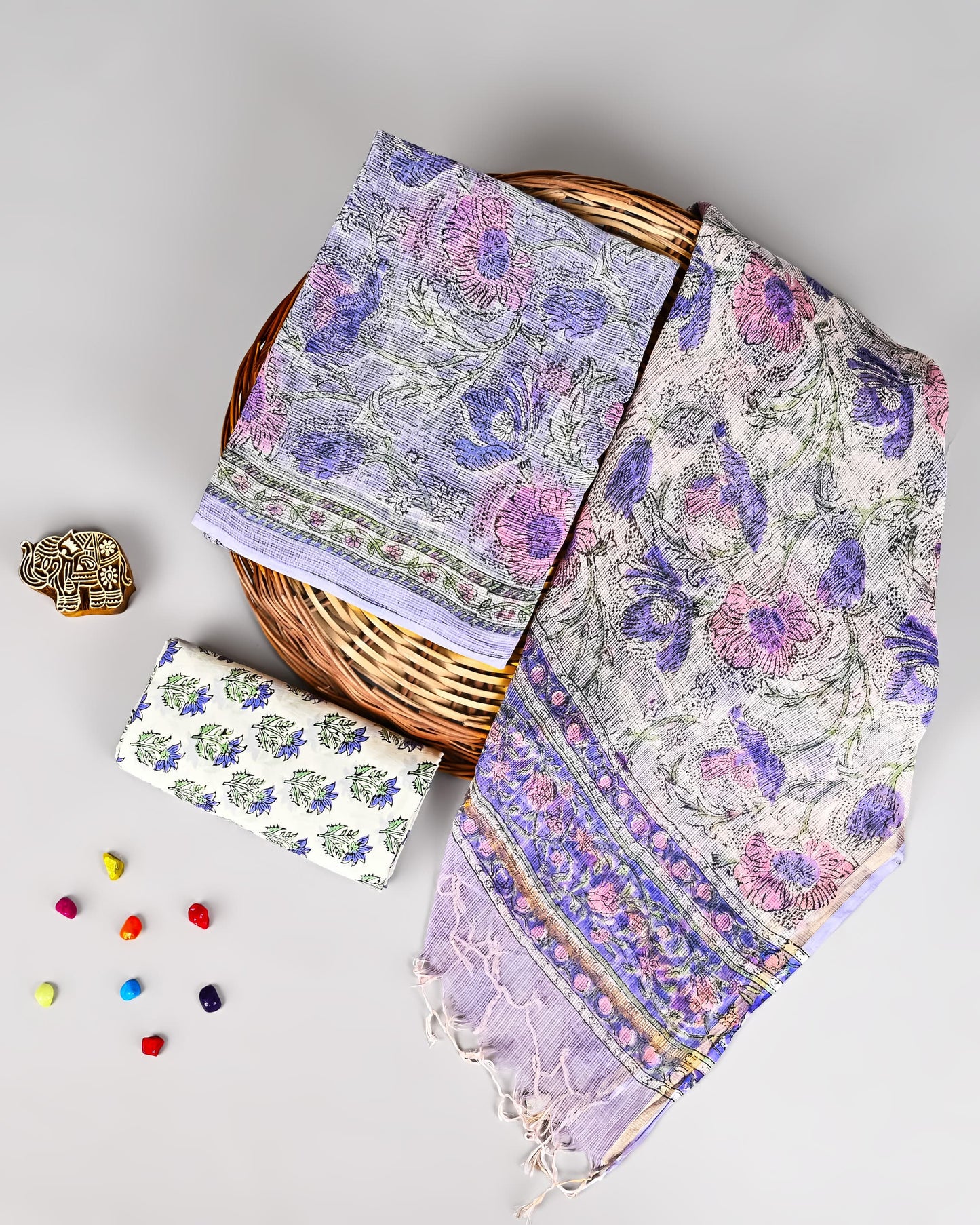 Kota Doriya Unstitched Suit Set – Top, Dupatta & Bottom (2.5m each)