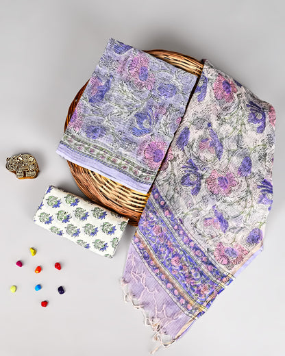 Kota Doriya Unstitched Suit Set – Top, Dupatta & Bottom (2.5m each)