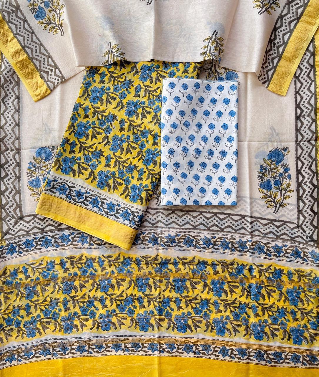 Maheshwari Silk Suit Set – Red & Black Zigzag Pattern with Cotton Bottom