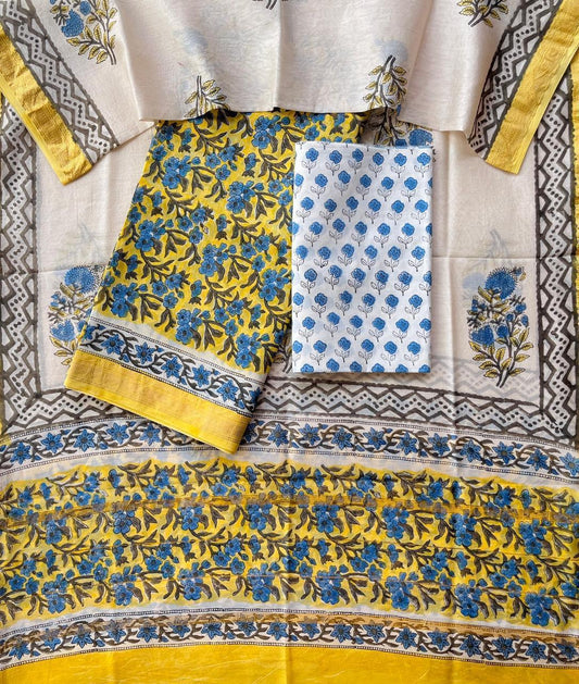 Maheshwari Silk Suit Set – Red & Black Zigzag Pattern with Cotton Bottom