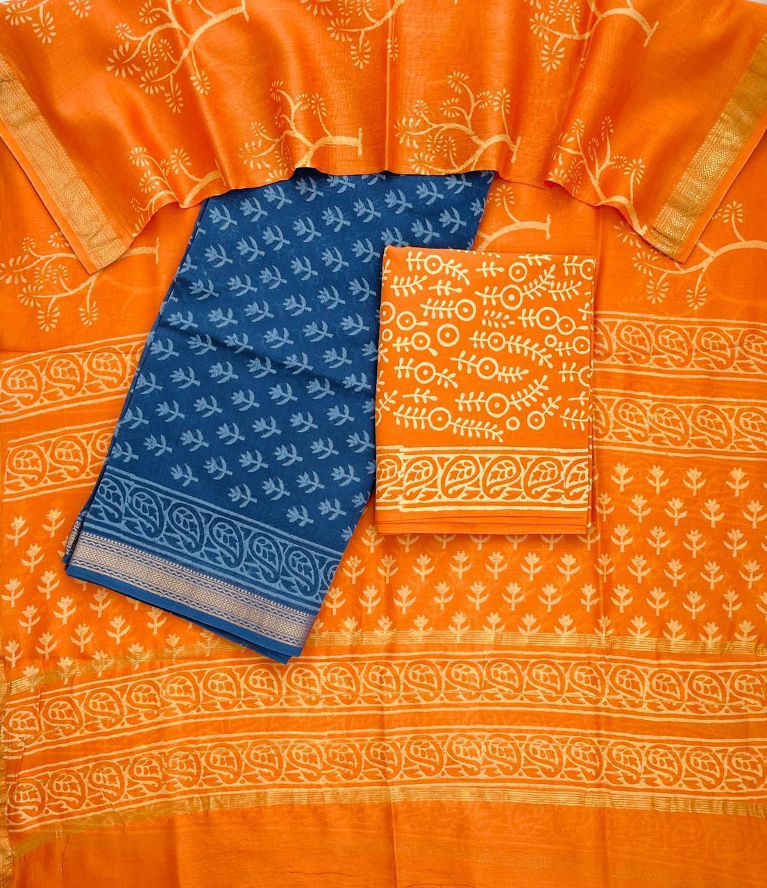 Rani Pink & Maroon Maheshwari Silk Suit Set – Unstitched 3-Piece with Floral Cotton Bottom