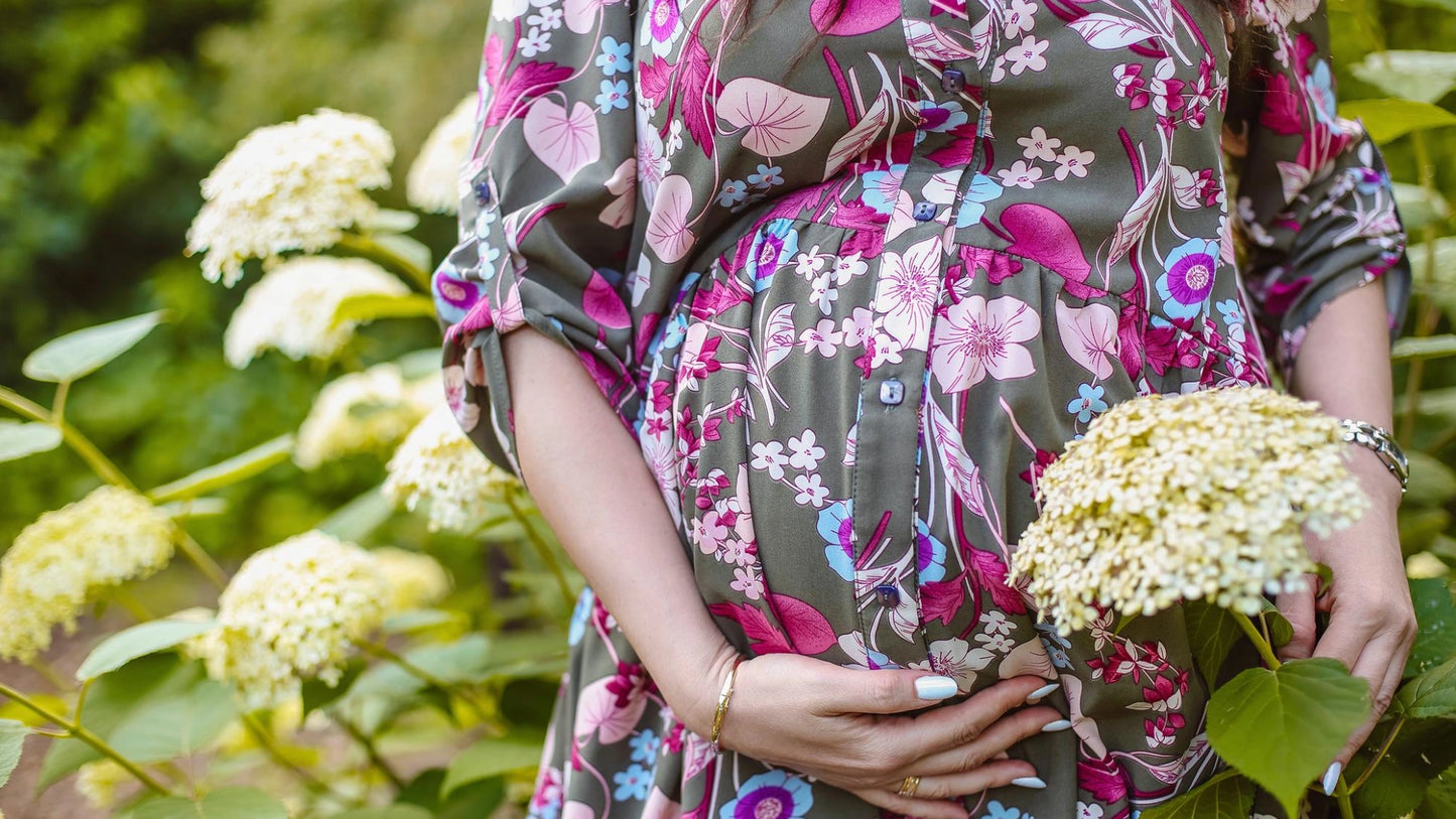 ZIFAZA Women's Maternity Wear | Soft Comfortable Ethnic Outfit for Pregnant Women | Feeding Friendly A-Line Nursing Dress for Moms-to-Be