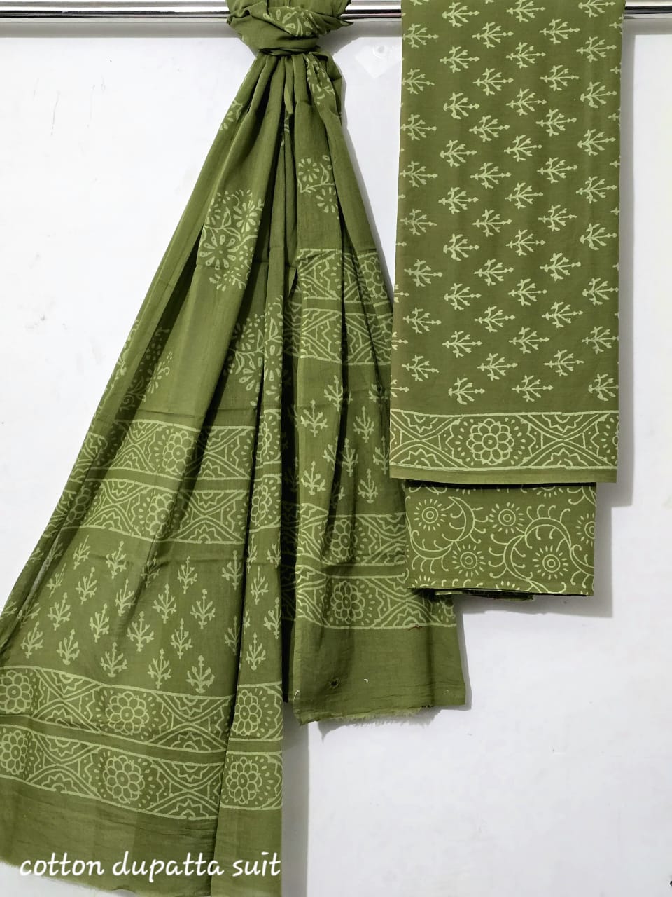 Indigo Blue Maheshwari Suit Set – Cotton Top & Dupatta with Cotton Bottom (Unstitched 3-Piece Set)